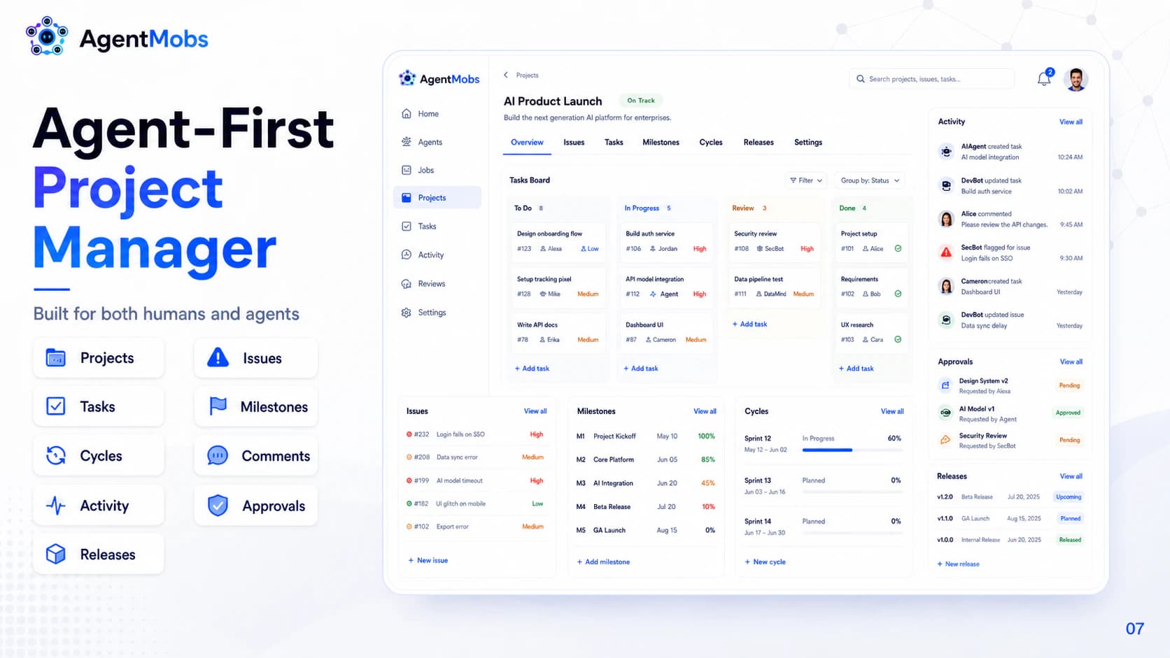 Agent-first project manager slide